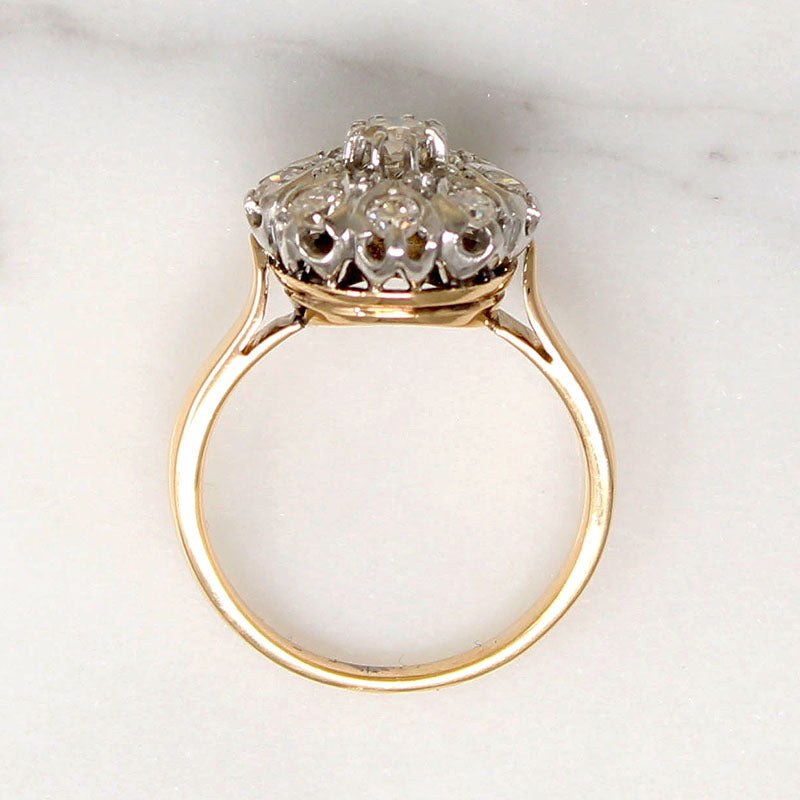 Vivacious 18k Two-Tone Mid Century Cluster Ring
