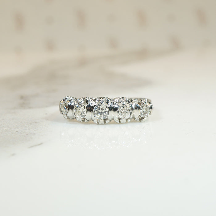 Fancy Platinum Old European Cut Diamond Band