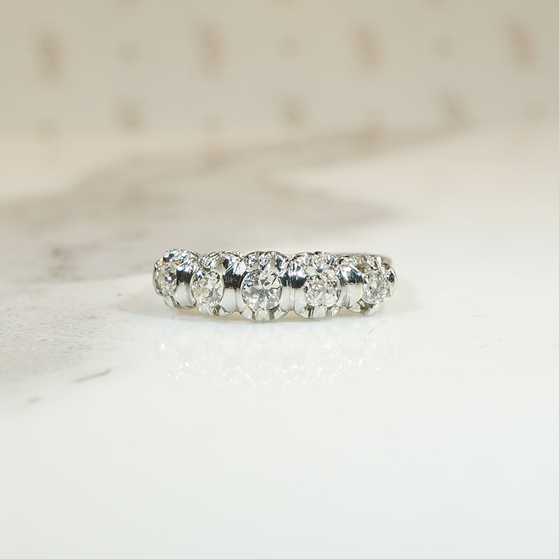 Fancy Platinum Old European Cut Diamond Band