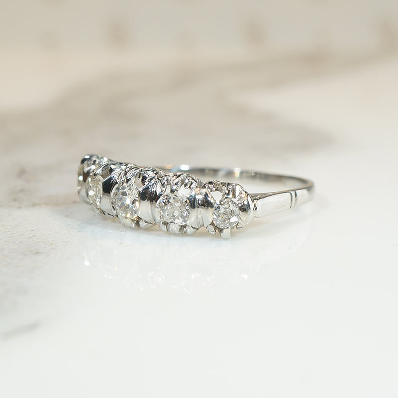 Fancy Platinum Old European Cut Diamond Band