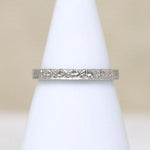 Exquisitely Engraved Diamond & White Gold Band