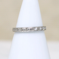 Exquisitely Engraved Diamond & White Gold Band