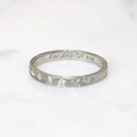 Exquisitely Engraved Diamond & White Gold Band