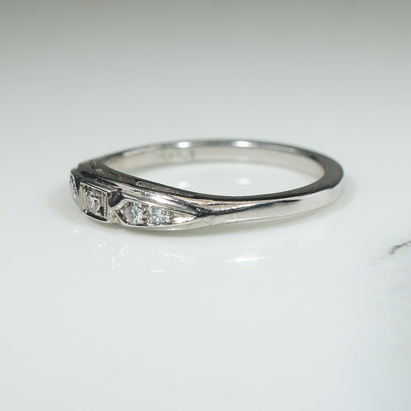 Sweet Vintage White Gold & Diamond Band