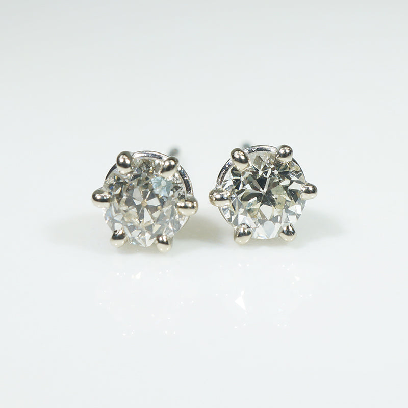 Captivating .67tcw Old European Cut Diamond Studs