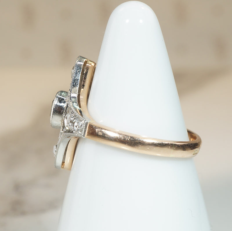 Russian Diamond Spangled Navette Ring