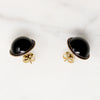 Black Onyx in Bloomed Gold Stud Earrrings