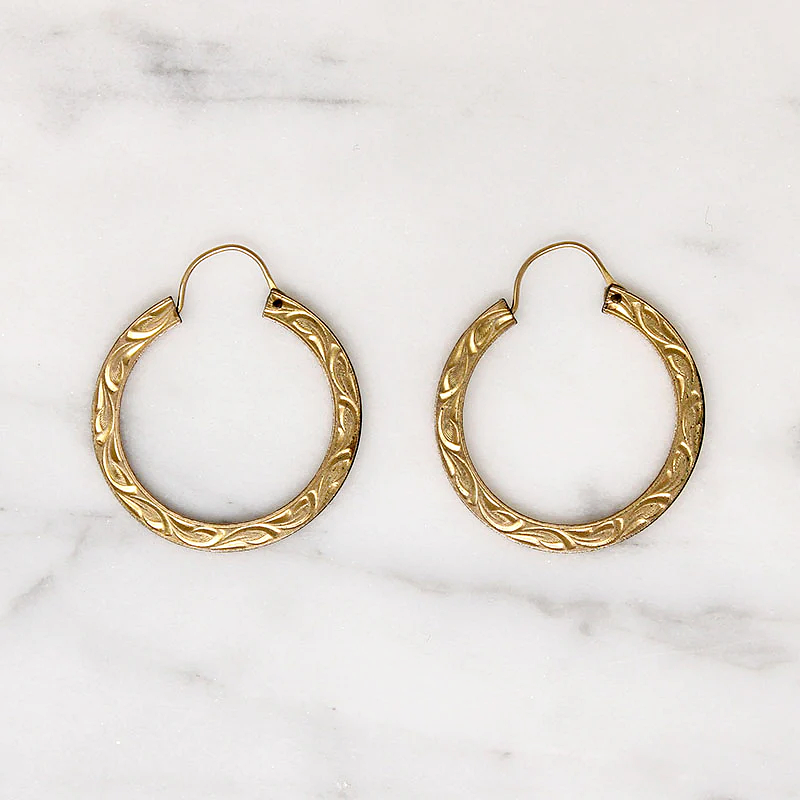 Engraved Edwardian Gold Filled Hoops