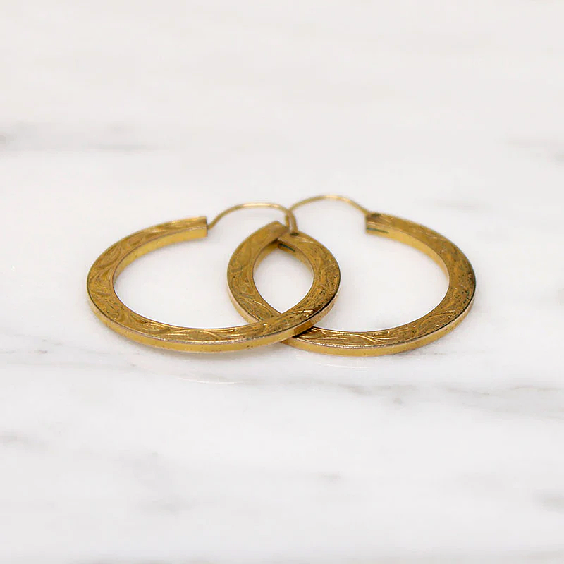 Engraved Edwardian Gold Filled Hoops