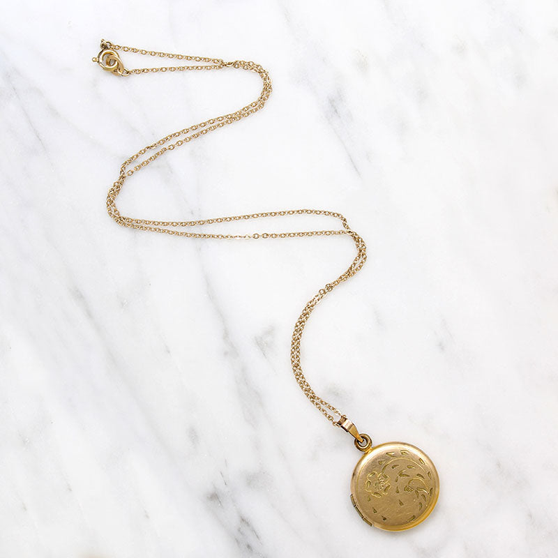 Engraved Floral Gold Filled Locket c.1940