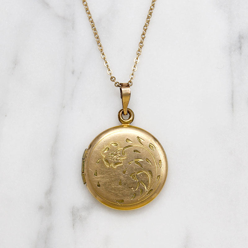 Engraved Floral Gold Filled Locket c.1940
