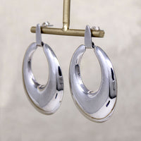 Oversized Mexican Silver Hoops for Pierced Ears