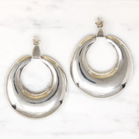 Oversized Mexican Silver Hoops for Pierced Ears