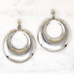 Oversized Mexican Silver Hoops for Pierced Ears