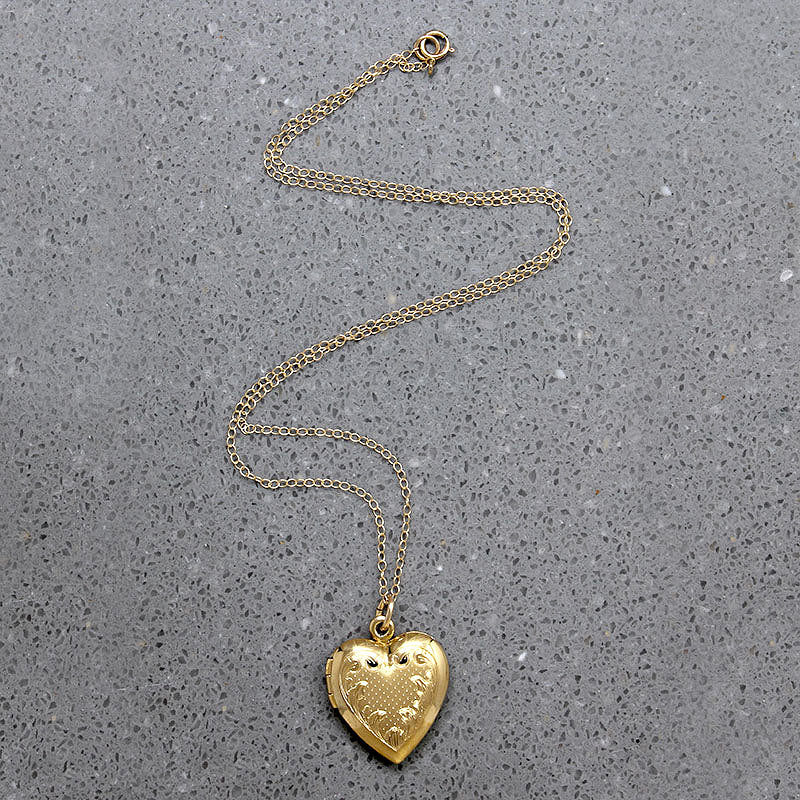 Pinstripes & Flourishes Engraved Vermeil Heart Locket