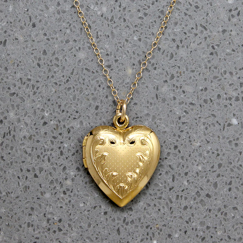 Pinstripes & Flourishes Engraved Vermeil Heart Locket
