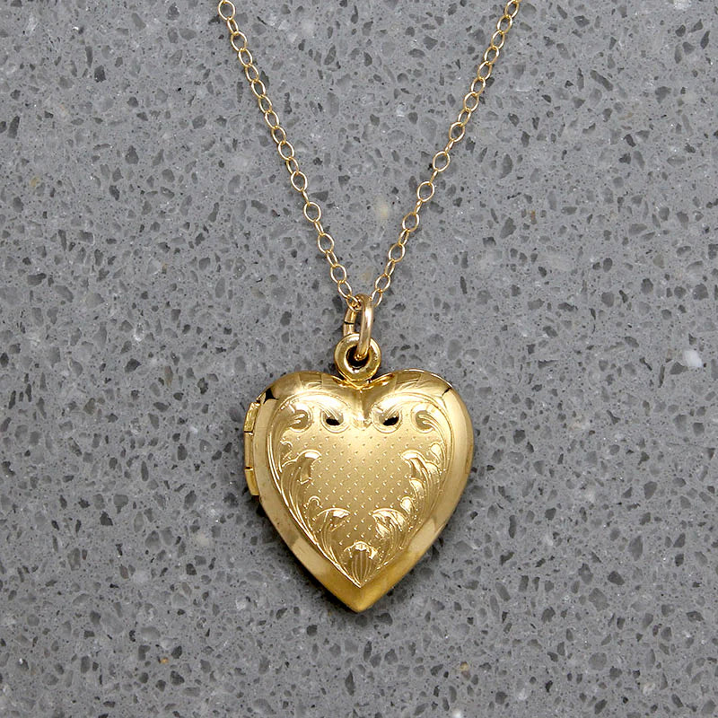 Pinstripes & Flourishes Engraved Vermeil Heart Locket