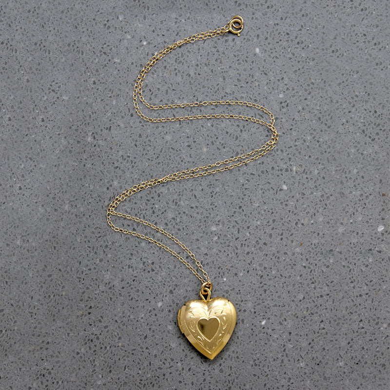 Romantic Engraved Vermeil Heart Locket