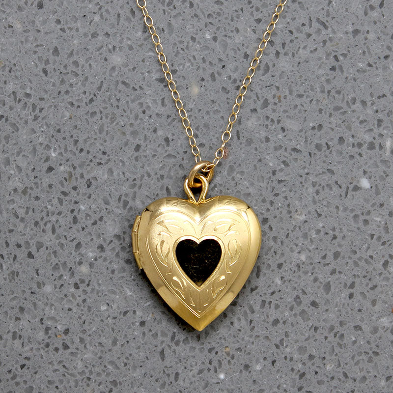 Romantic Engraved Vermeil Heart Locket