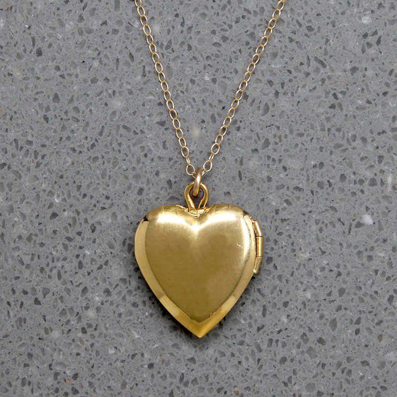 Romantic Engraved Vermeil Heart Locket