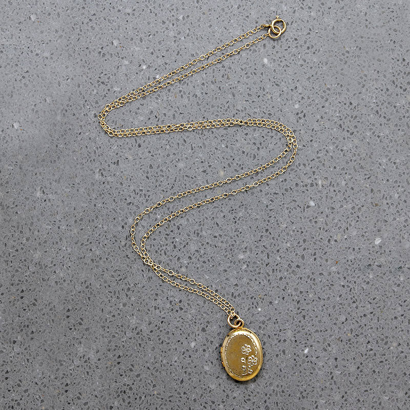 Wee Flower Engraved Vermeil Oval Locket