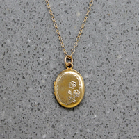 Wee Flower Engraved Vermeil Oval Locket