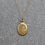 Wee Flower Engraved Vermeil Oval Locket