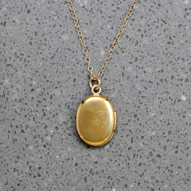 Wee Flower Engraved Vermeil Oval Locket