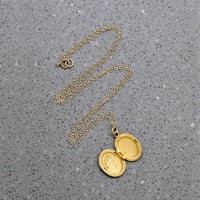 Wee Flower Engraved Vermeil Oval Locket