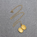 Wee Flower Engraved Vermeil Oval Locket