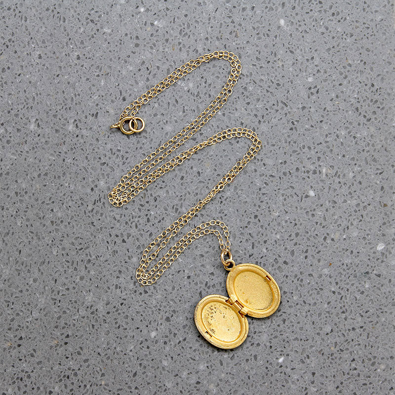 Wee Flower Engraved Vermeil Oval Locket