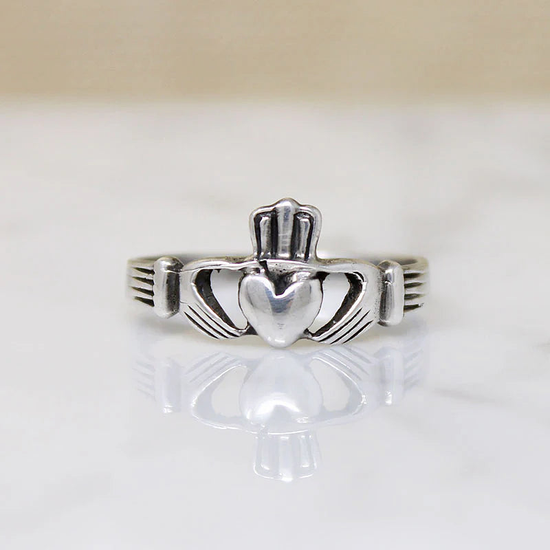 Silver Claddagh Irish Wedding Band Size 10.75