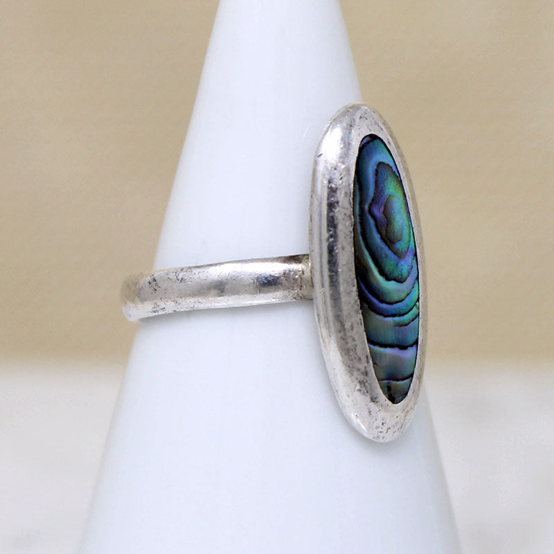 Iridescent Abalone & Sterling Silver Ring