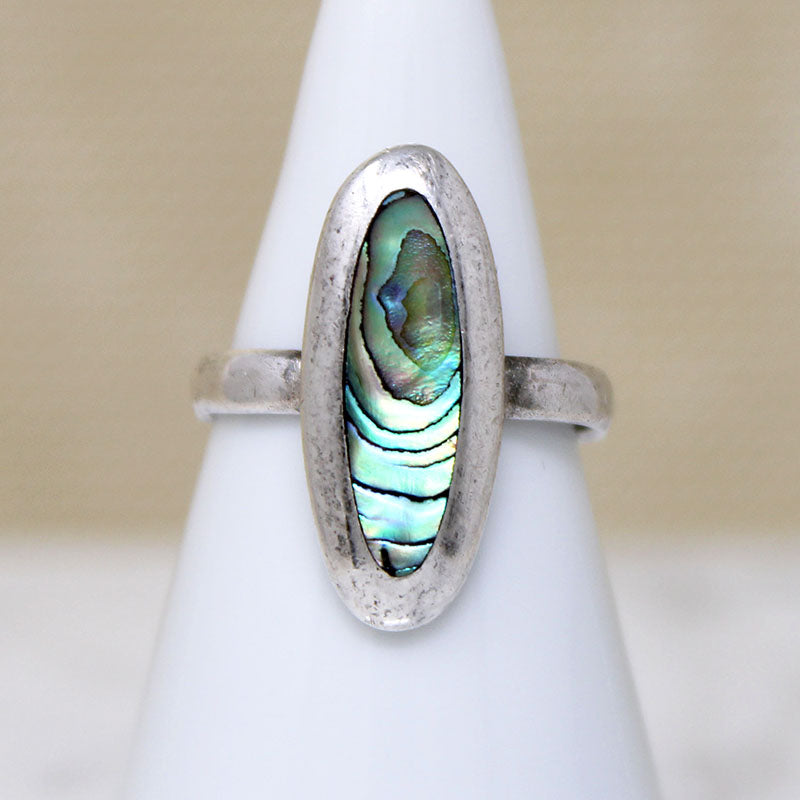 Iridescent Abalone & Sterling Silver Ring