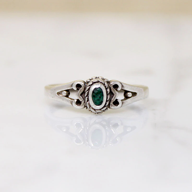Vibrant Malachite in Dainty Sterling Silver Ring