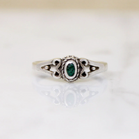 Vibrant Malachite in Dainty Sterling Silver Ring
