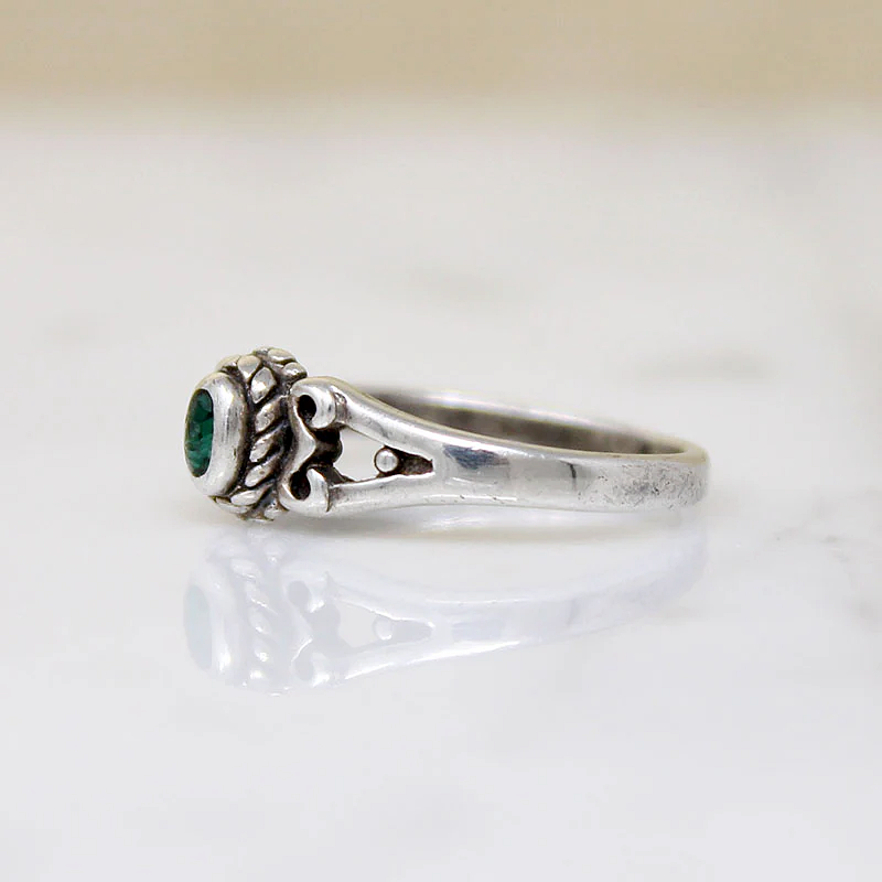 Vibrant Malachite in Dainty Sterling Silver Ring