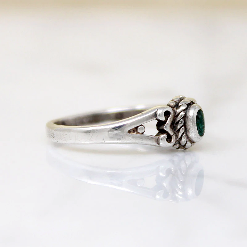 Vibrant Malachite in Dainty Sterling Silver Ring