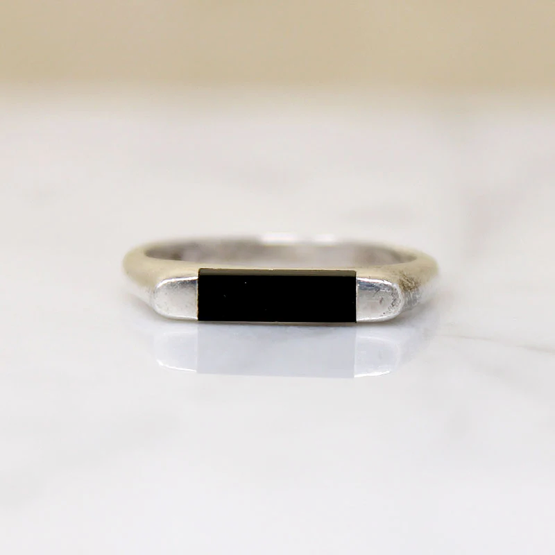 Thailand Onyx Inlaid Sterling Signet Ring