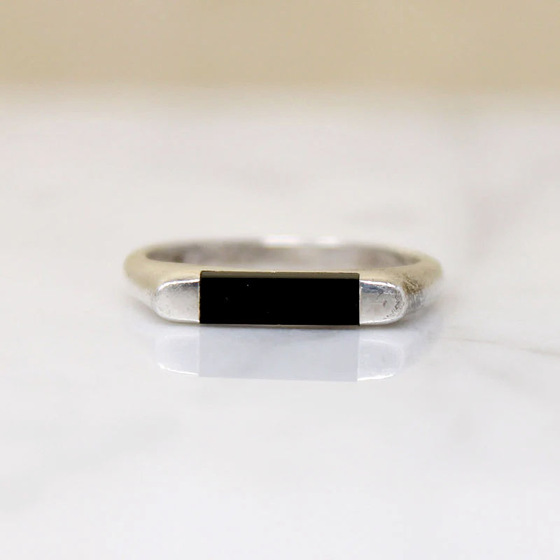 Thailand Onyx Inlaid Sterling Signet Ring