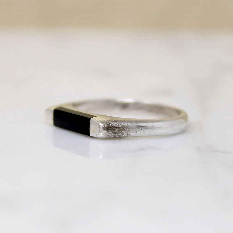 Thailand Onyx Inlaid Sterling Signet Ring