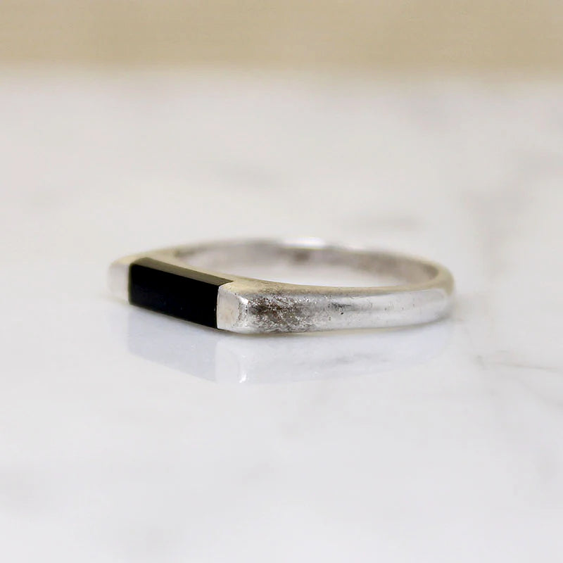Thailand Onyx Inlaid Sterling Signet Ring