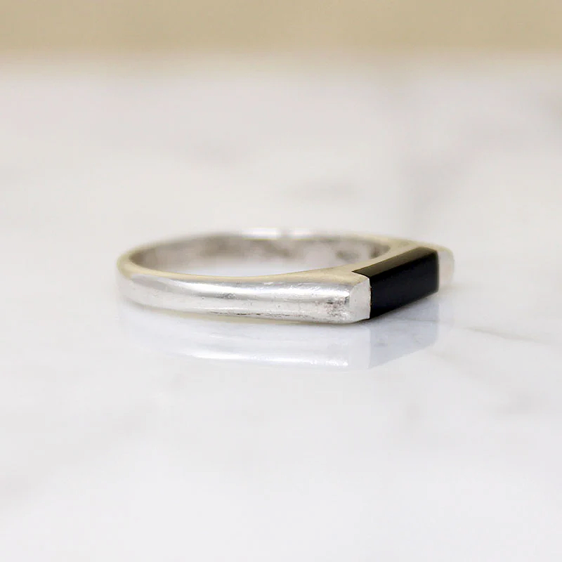 Thailand Onyx Inlaid Sterling Signet Ring