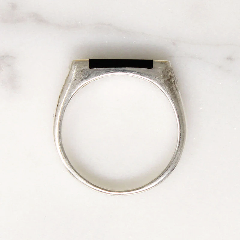 Thailand Onyx Inlaid Sterling Signet Ring