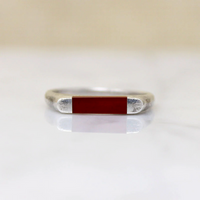 Carnelian Inlaid Sterling Silver Signet Ring