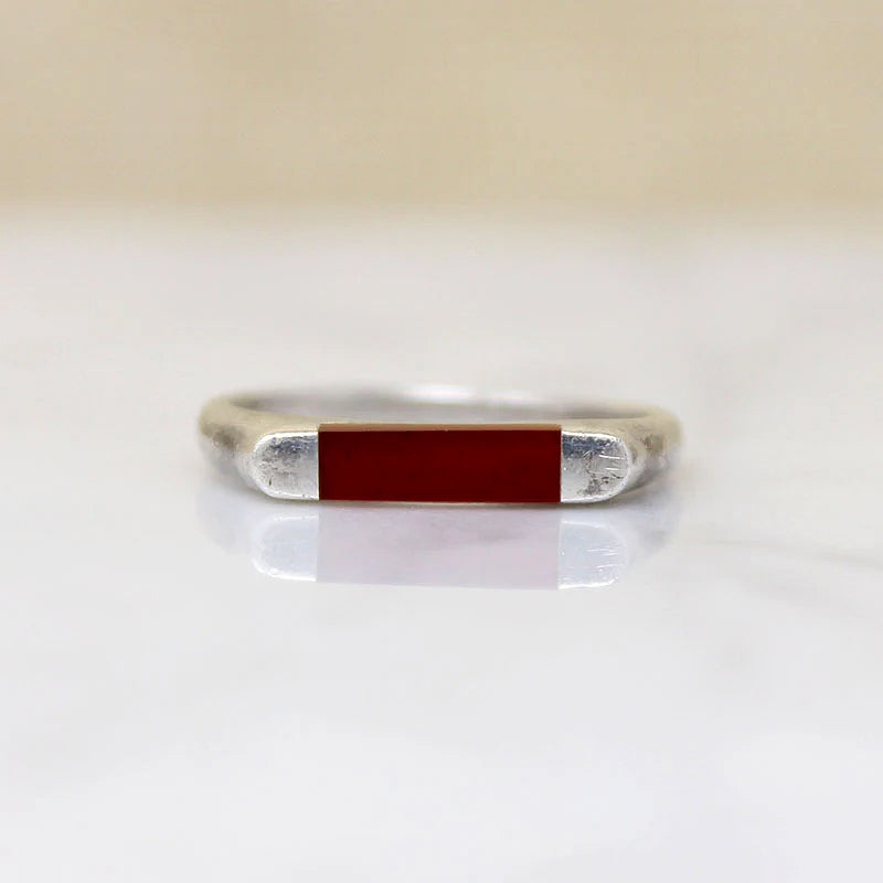 Carnelian Inlaid Sterling Silver Signet Ring
