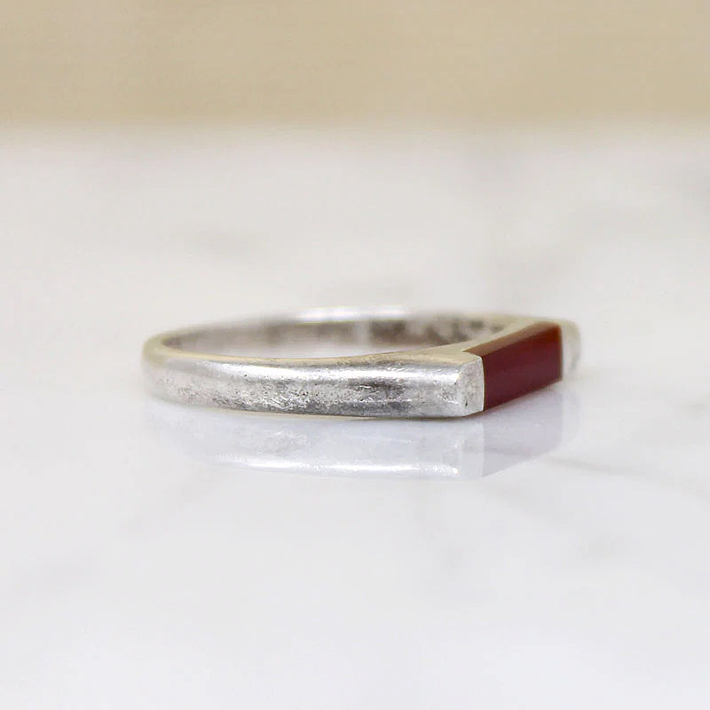 Carnelian Inlaid Sterling Silver Signet Ring