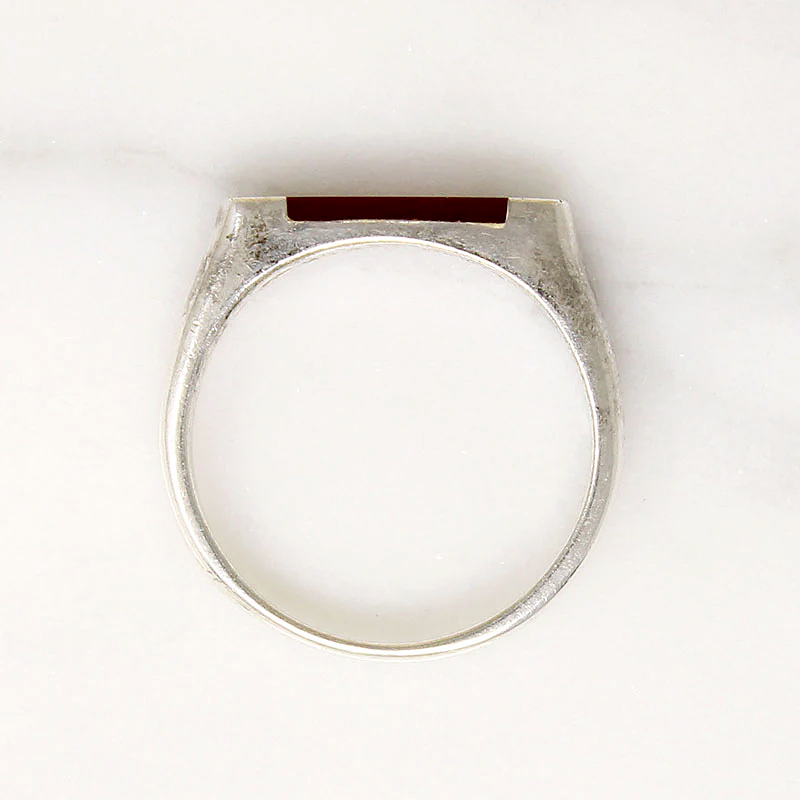 Carnelian Inlaid Sterling Silver Signet Ring