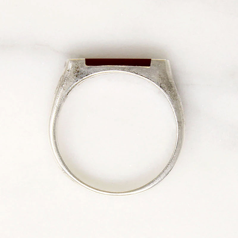 Carnelian Inlaid Sterling Silver Signet Ring