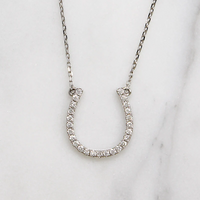 Dainty Diamond & White Gold Horseshoe Necklace